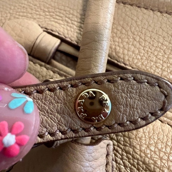 Authentic Prada Beige Leather Shoulder Bag w/certification paperwork - Picture 8 of 15